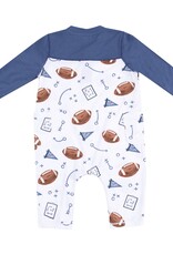 Angel Dear Touchdown Time Navy Romper w/Contrast Sleeves