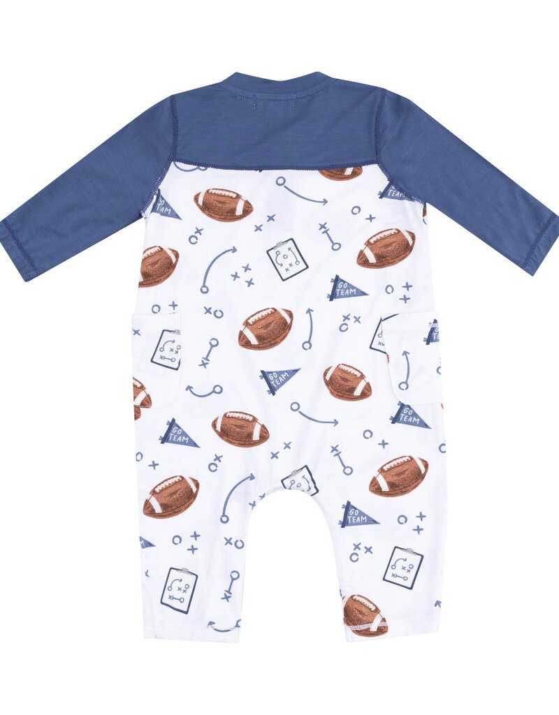 Angel Dear Touchdown Time Navy Romper w/Contrast Sleeves