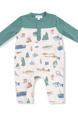Angel Dear Fishing Things Romper w/ Contrast Sleeves