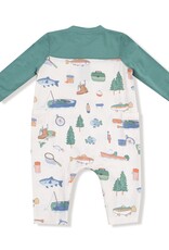 Angel Dear Fishing Things Romper w/ Contrast Sleeves