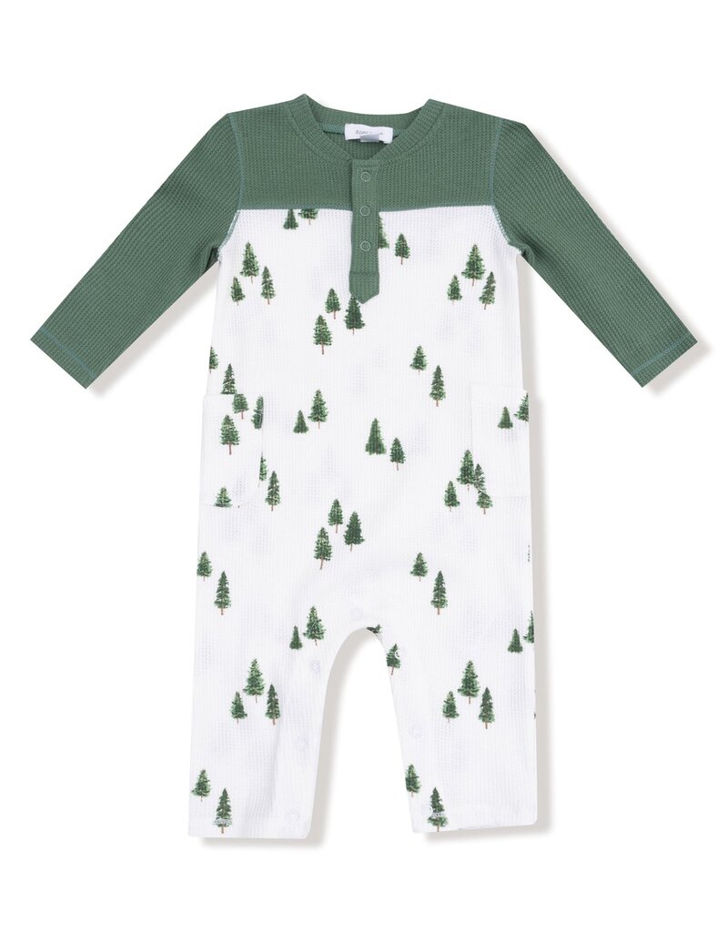Angel Dear Tiny Forest Romper w/Contrast Sleeves