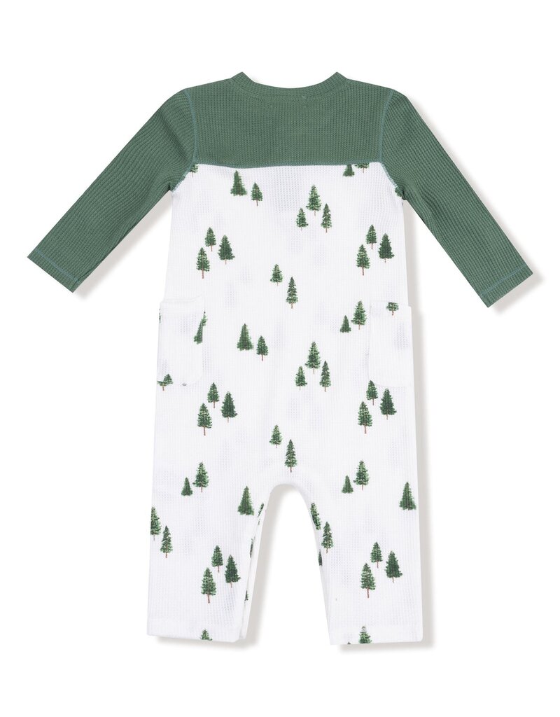 Angel Dear Tiny Forest Romper w/Contrast Sleeves