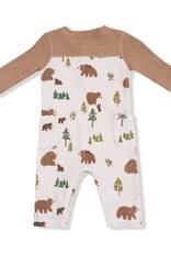 Angel Dear Sweet Brown Bears Romper w/Contrast Sleeves