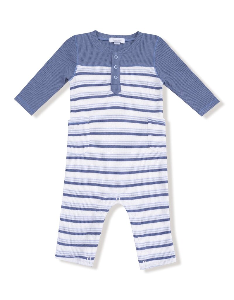 Angel Dear Vintage Stripe Blue Romper w.Contrast Sleeves