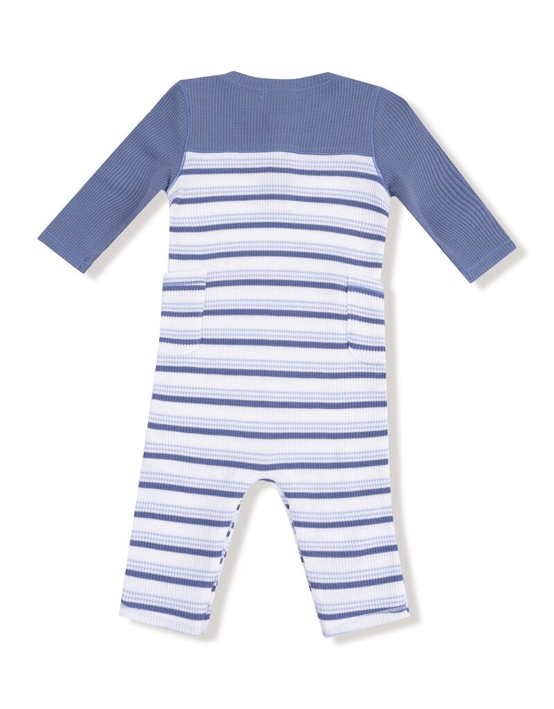 Angel Dear Vintage Stripe Blue Romper w.Contrast Sleeves