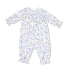 Angel Dear Baby Blue Floral Smocked Romper
