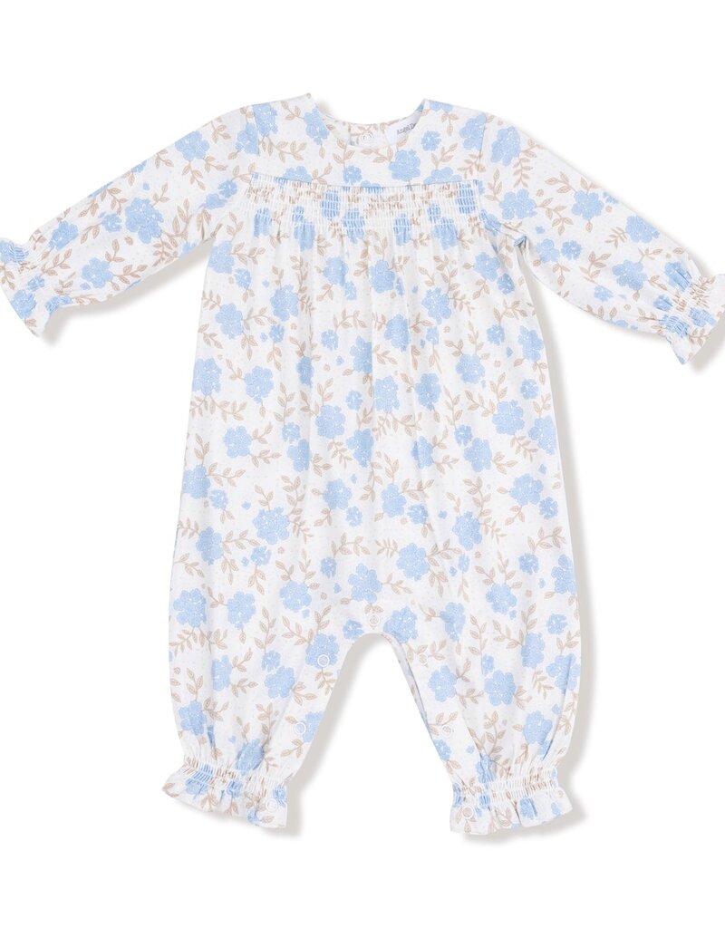 Angel Dear Baby Blue Floral Smocked Romper
