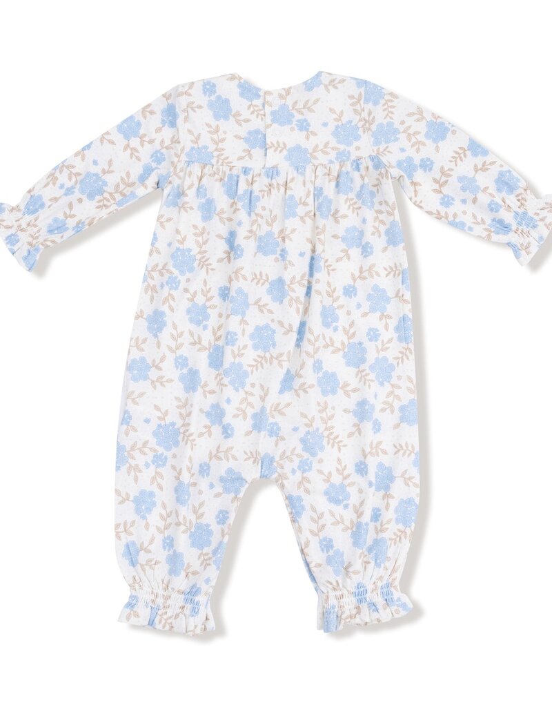 Angel Dear Baby Blue Floral Smocked Romper