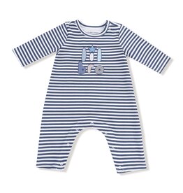 Angel Dear Lil Bro L/S Snap Shoulder Romper Navy Stripe