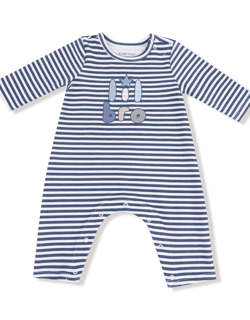 Angel Dear Lil Bro L/S Snap Shoulder Romper Navy Stripe