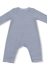 Angel Dear Lil Bro L/S Snap Shoulder Romper Navy Stripe