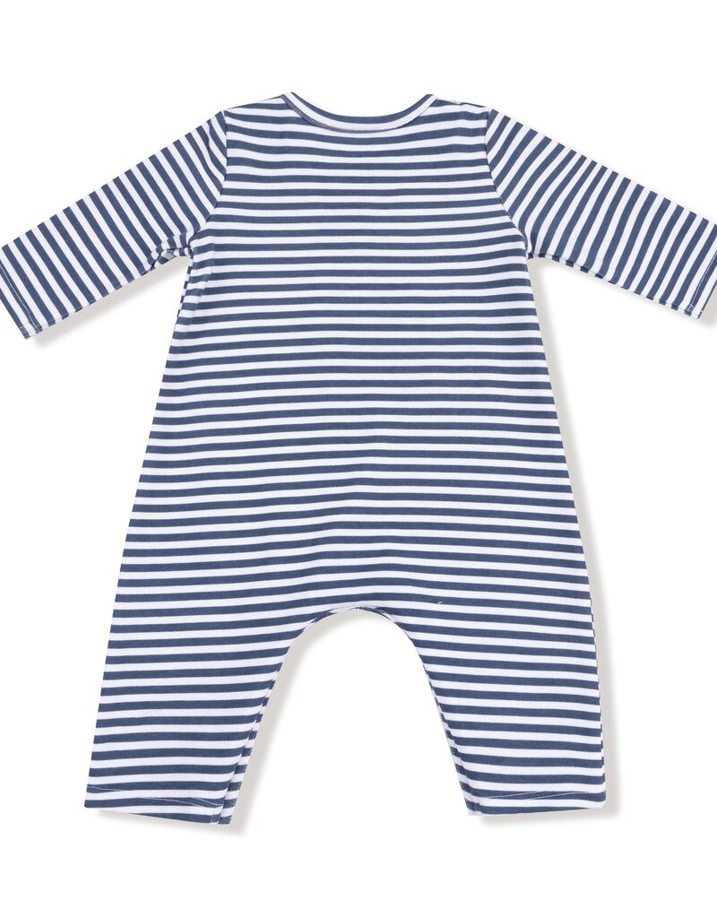 Angel Dear Lil Bro L/S Snap Shoulder Romper Navy Stripe