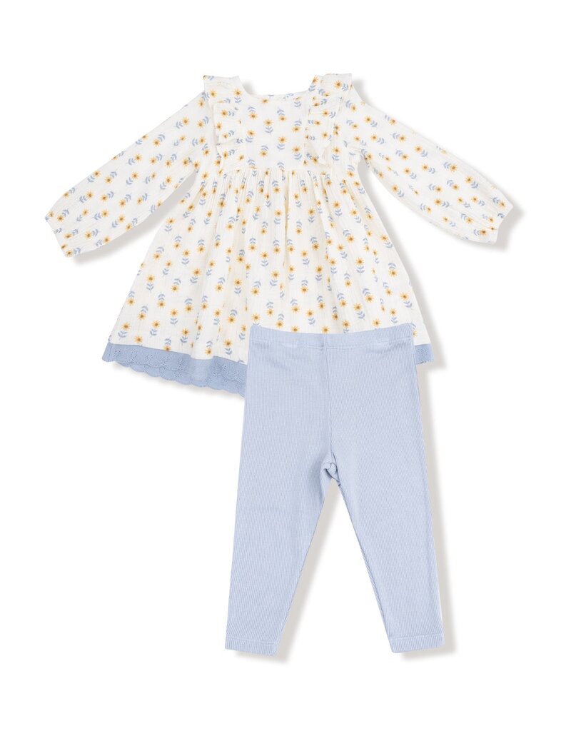 Angel Dear Western Sunflower Dress w/Eyelet Trim RIbbed Legging