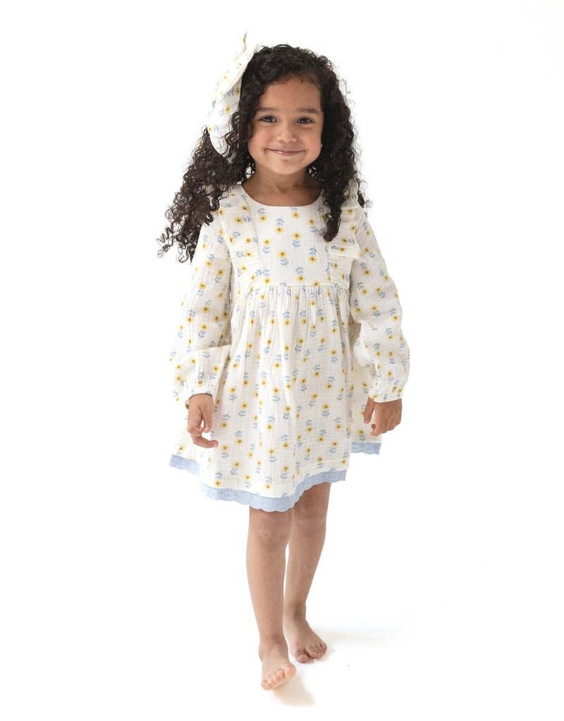 Angel Dear Western Sunflower Dress w/Eyelet Trim RIbbed Legging