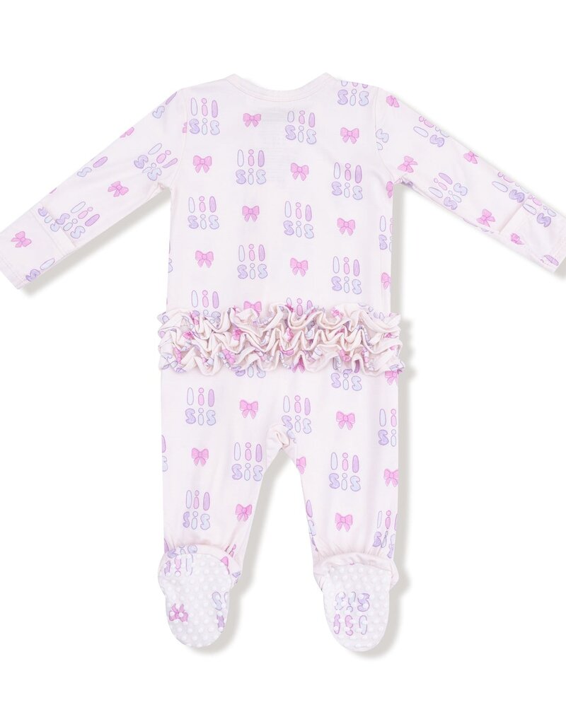 Angel Dear Lil Sis 2 Way Zipper Ruffle Back Footie Pink