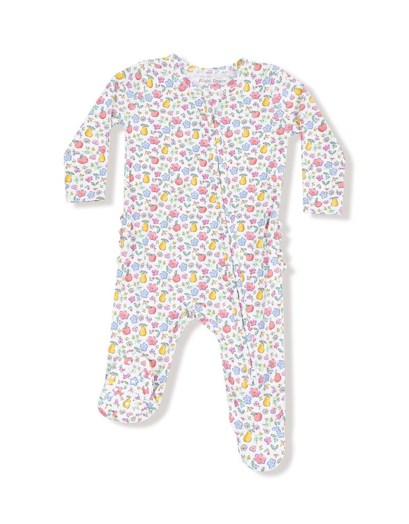 Angel Dear Fall Fruit Floral 2 Way Zipper Ruffle Back Footie