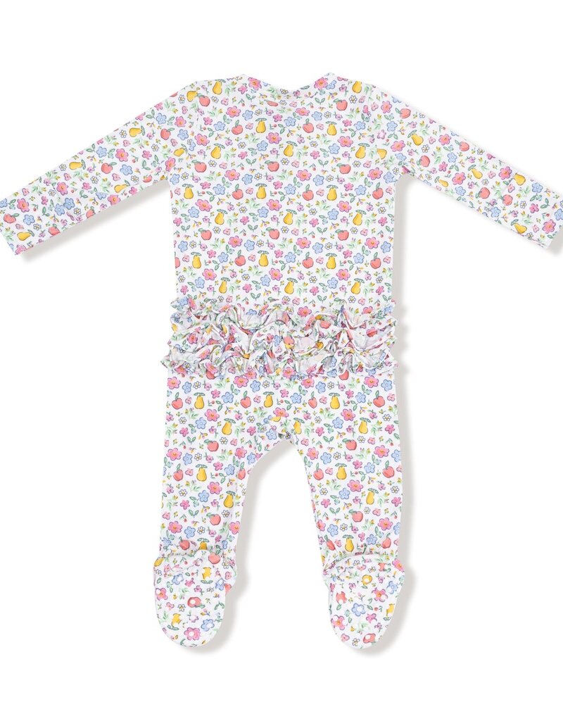 Angel Dear Fall Fruit Floral 2 Way Zipper Ruffle Back Footie