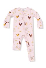 Angel Dear Collector Chickens Pink 2 Way Ruffle Zipper Footie