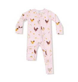 Angel Dear Collector Chickens Pink 2 Way Ruffle Zipper Footie