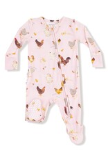 Angel Dear Collector Chickens Pink 2 Way Ruffle Zipper Footie
