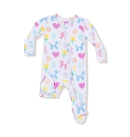 Angel Dear Balloon Animals Pink 2 Way Zipper Ruffle Back Footie