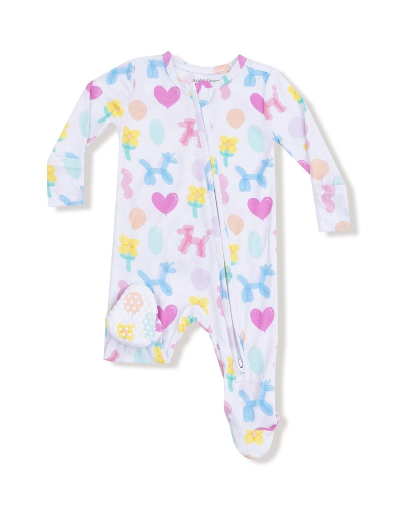 Angel Dear Balloon Animals Pink 2 Way Zipper Ruffle Back Footie