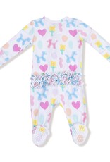 Angel Dear Balloon Animals Pink 2 Way Zipper Ruffle Back Footie