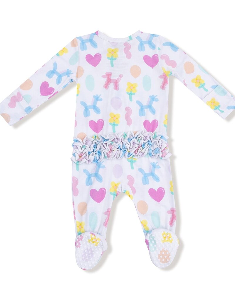 Angel Dear Balloon Animals Pink 2 Way Zipper Ruffle Back Footie
