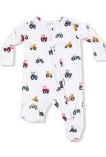Angel Dear Mini Tractors 2 Way Zipper Footie White/Blue
