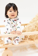 Angel Dear Mini Tractors 2 Way Zipper Footie White/Blue