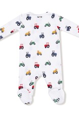 Angel Dear Mini Tractors 2 Way Zipper Footie White/Blue