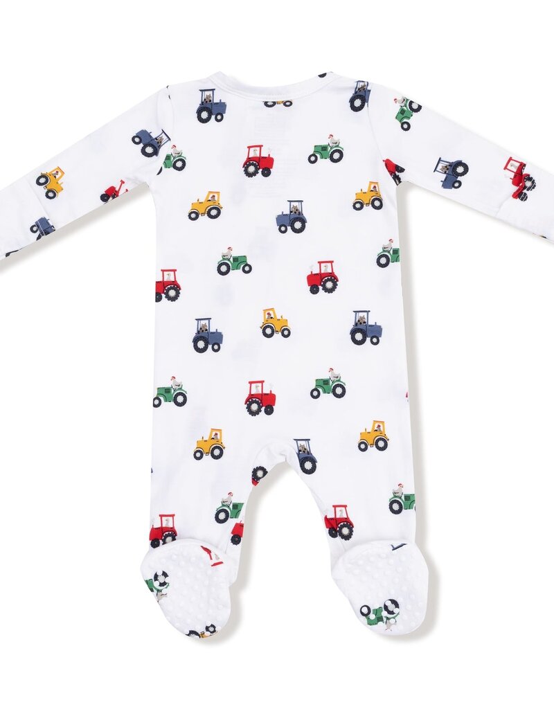 Angel Dear Mini Tractors 2 Way Zipper Footie White/Blue