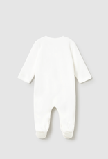 Mayoral White Velour Footie w/Dino Applique