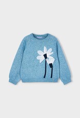 Mayoral Flower Applique Sweater Ocean