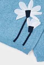 Mayoral Flower Applique Sweater Ocean