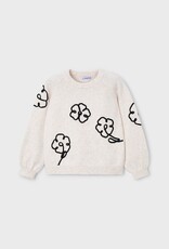 Mayoral Flower Applique Sweater Cream