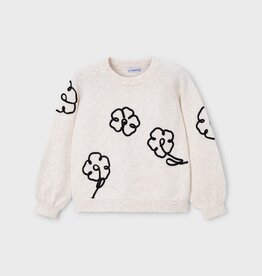 Mayoral Flower Applique Sweater Cream