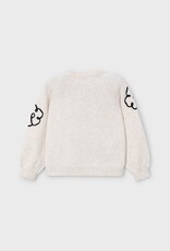 Mayoral Flower Applique Sweater Cream