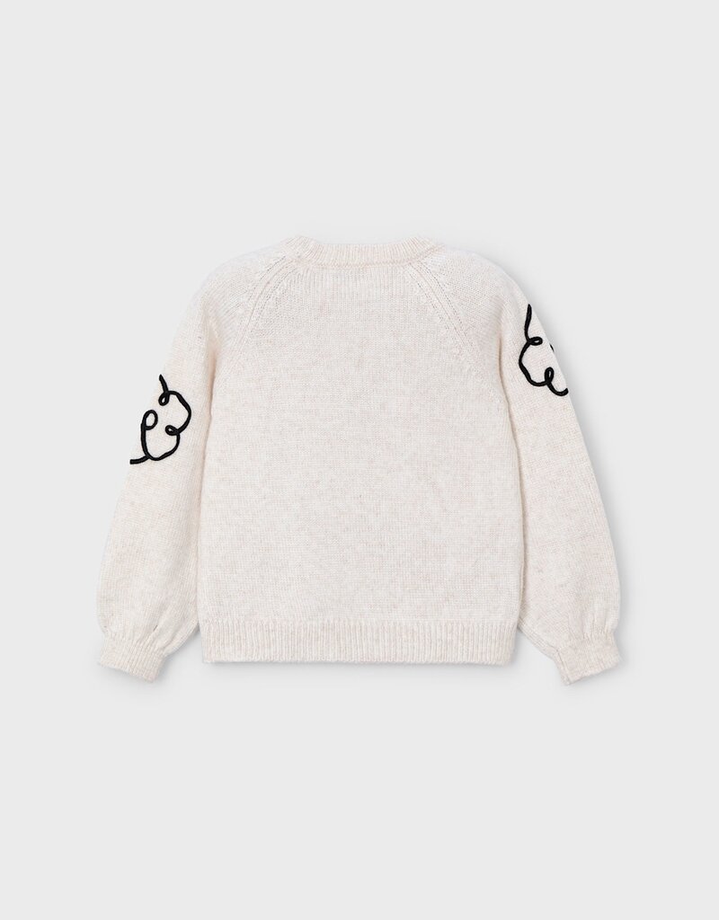 Mayoral Flower Applique Sweater Cream