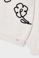 Mayoral Flower Applique Sweater Cream