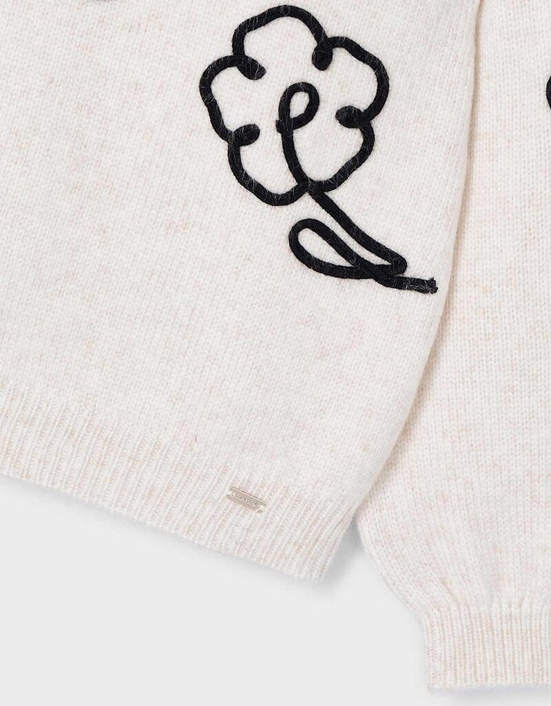Mayoral Flower Applique Sweater Cream