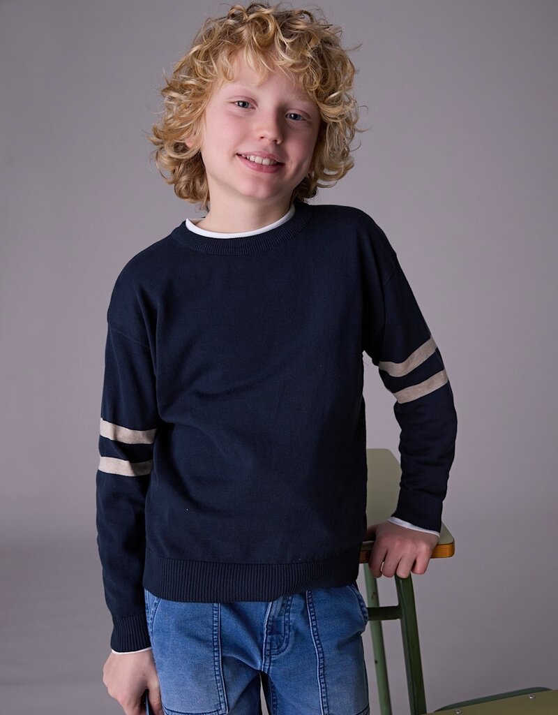 Mayoral Navy Sweater w/Tan Arm Bands