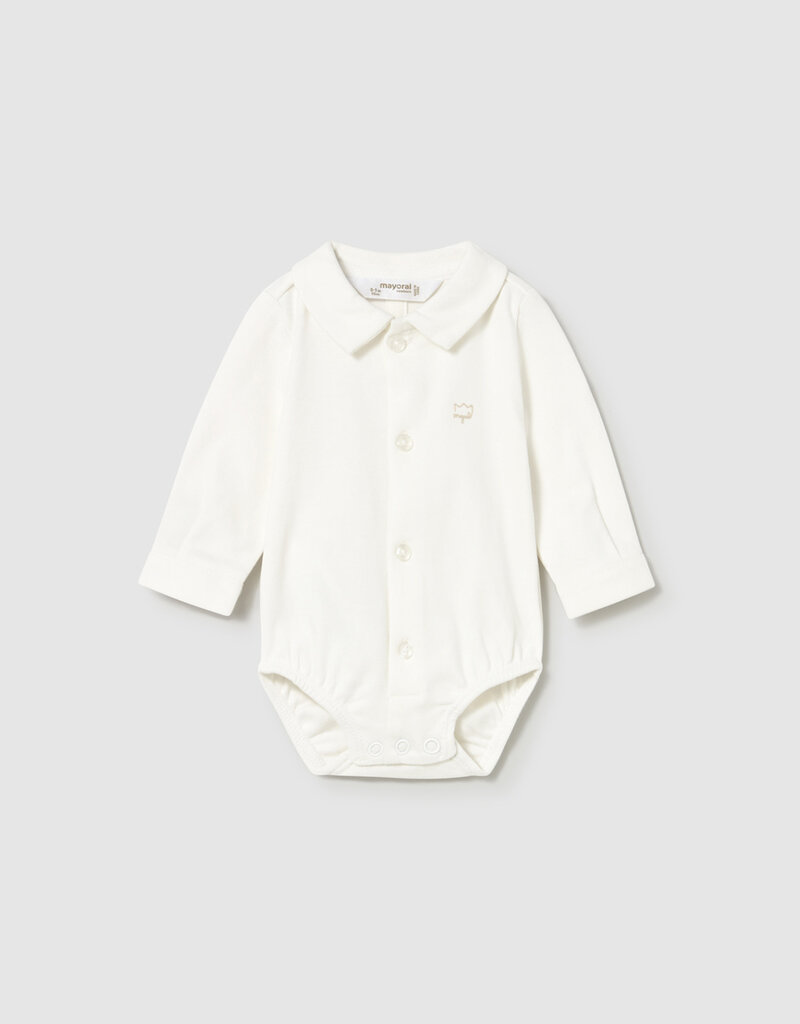 Mayoral L/S Buttondown Onesie White