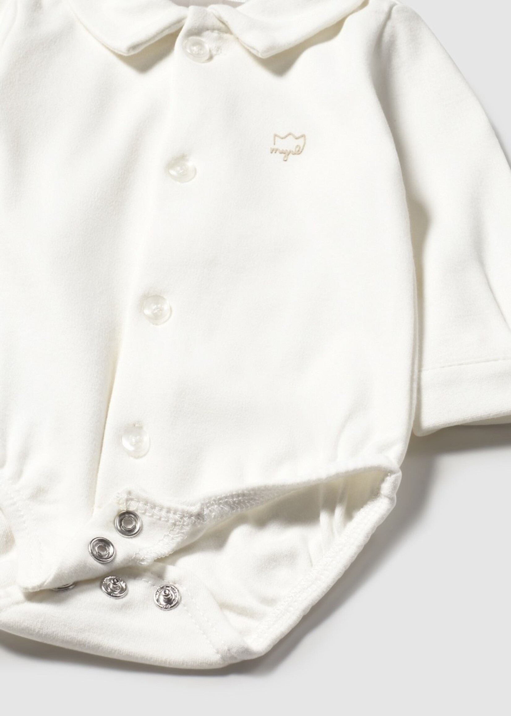 Mayoral L/S Buttondown Onesie White