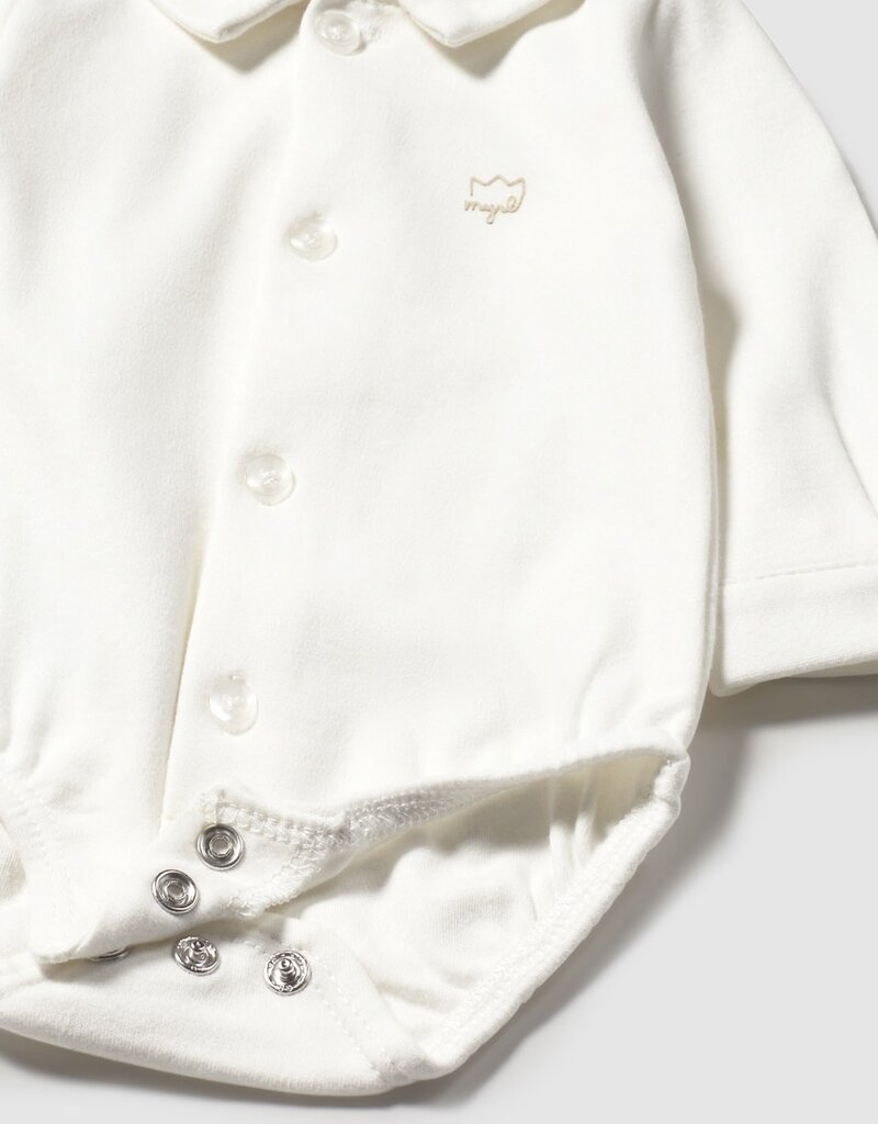 Mayoral L/S Buttondown Onesie White