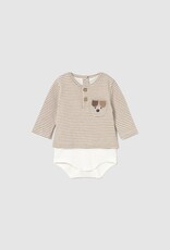 Mayoral Tan Stripe Puppy Appl Onesie w/Pants