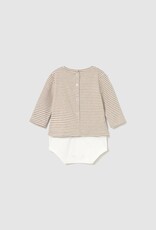 Mayoral Tan Stripe Puppy Appl Onesie w/Pants