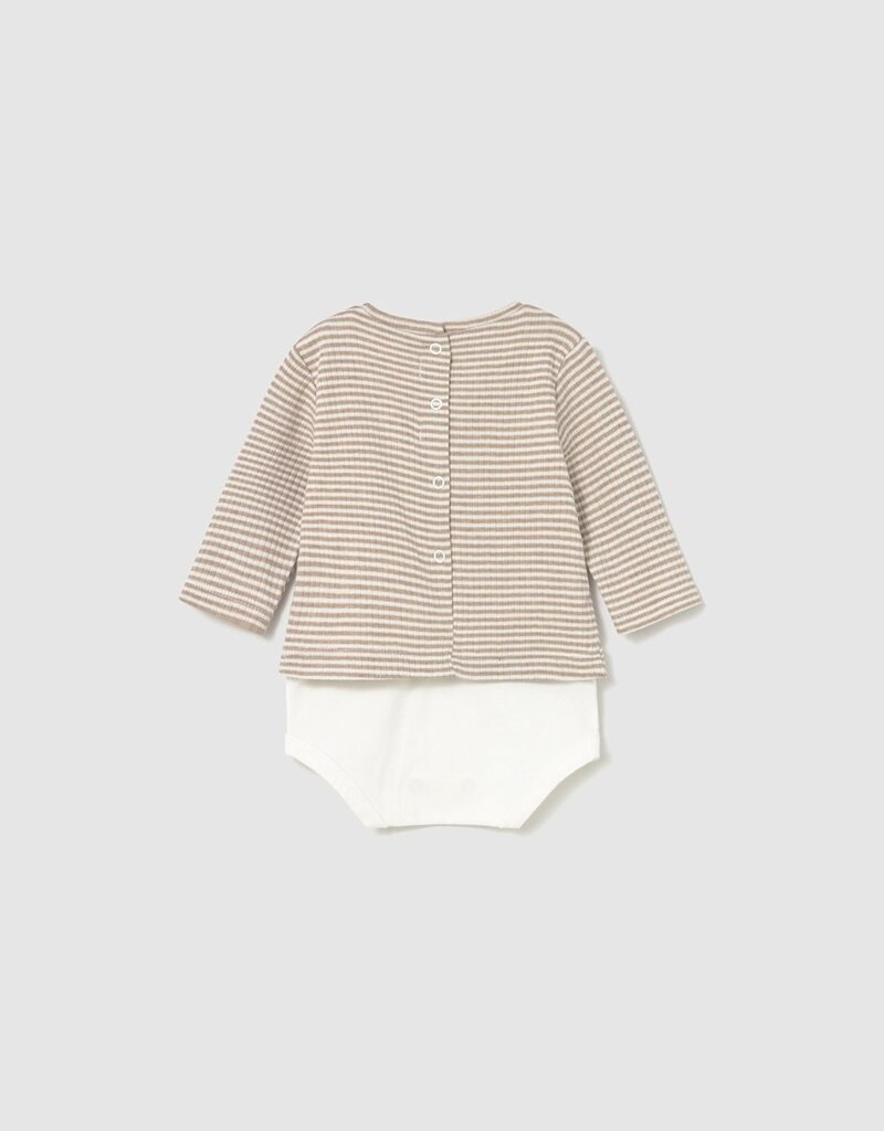 Mayoral Tan Stripe Puppy Appl Onesie w/Pants