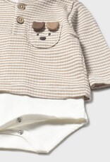Mayoral Tan Stripe Puppy Appl Onesie w/Pants
