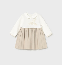 Mayoral Soft Rose Dress w/Stitched Flowers